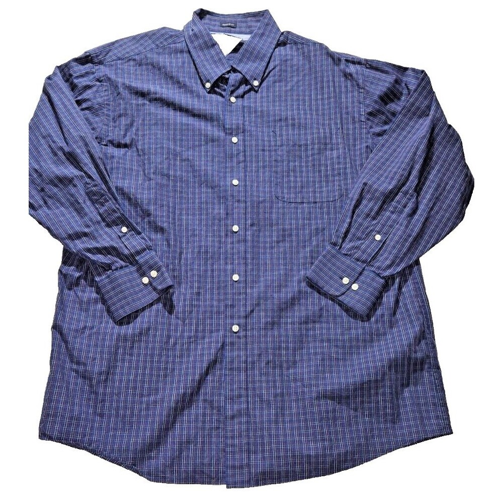 Tommy Hilfiger shirt 17 32/33 Regular Fit Dress Blue Plaid striped red yellow